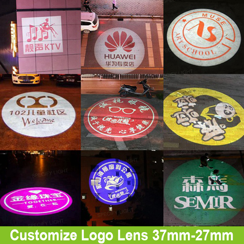 Customized Logo projector glass lens 37mm-27mm diameter Shop Mall KTV Text Pattern Logo Advertising Lighting Gobo Projection