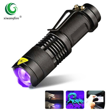 Portable UV Flashlight Ultraviolet LED Light Zoom Mini Torch Light Money Detector Scorpion 14500 Battery Waterproof Lamp
