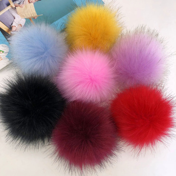 12CM DIY Luxury Fur PomPom Natural Fox Hairball Hat Ball Pom Pom Handmade Large Hair Ball Hat With rubber band