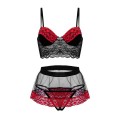 3PC Heart Print Women Sexy Lingerie Plus Size Bra Thong Panty Mini Skirt Set Christmas Sexy Lingerie Women's Underwear Set