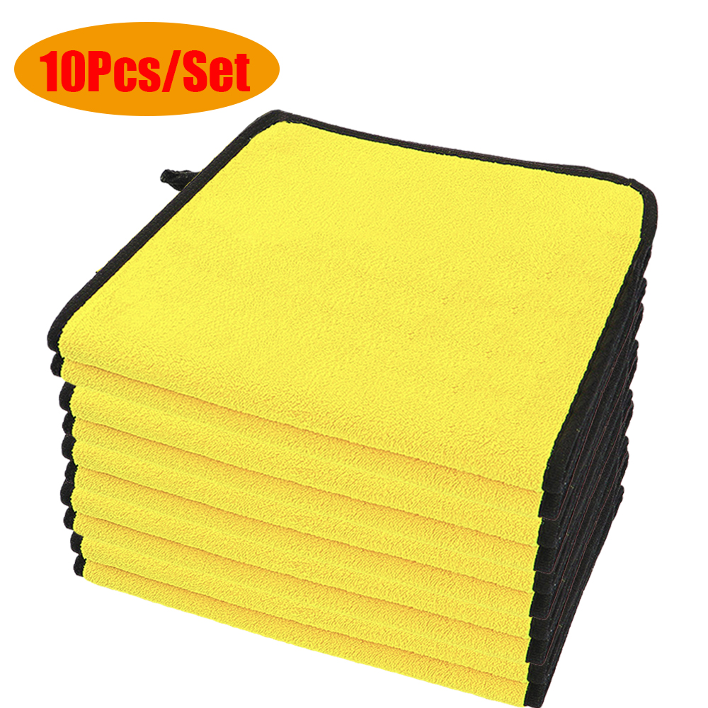 10/5Pcs Microfiber Towel Car Detailing Cleaning Towels Auto Wiping Cloth Car Double Layer Cleaning Drying Rags Car Wash Rags