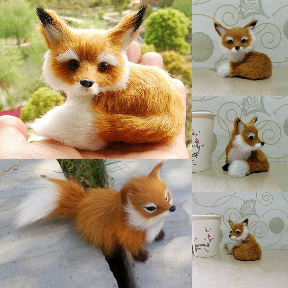 8CM 15CM Cute Simulation Fox Toy Mini Squatting Fox Model Home Decoration Wedding Birthday Gift Stuffed Plush Toys