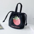 Mini Canvas Drawstring Bag Packaging Recycled Canvas Drawstring Bag Strawberry Pattern Kids Drawstring Bag Customized