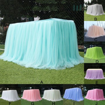 Tutu Tulle Table Skirt Elastic Mesh Tulle Tablecloth Tableware Dining Table Decoration For Wedding Party Home Textile Accessory