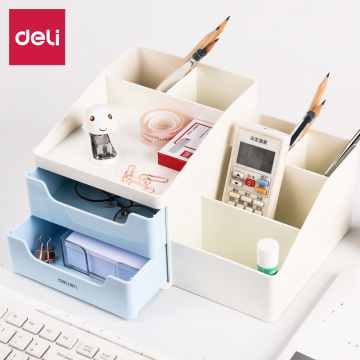 DELI File Tray Multifunction Storage Box Pen Holder Desktop Document Trays Desk Accessories Organizer Office School Supplies