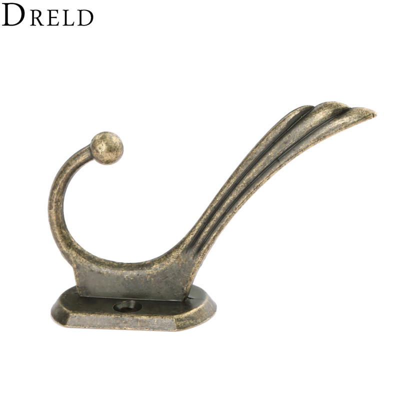 DRELD 1pc Antique Bronze Hooks Zinc Alloy Wall Hanger Hat Coat Robe Hooks Bathroom Kitchen Hooks Hanger Furniture Hardware