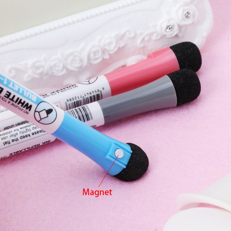 Magnetic Whiteboard Marker Pen Erasable Dry-Erase Ink Mark Sign With Eraser Hot