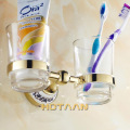 Free shipping Fashion toothbrush holder,copper&glass ,Double tumbler cup, Bathroom tumbler holder bathroom set wholesale