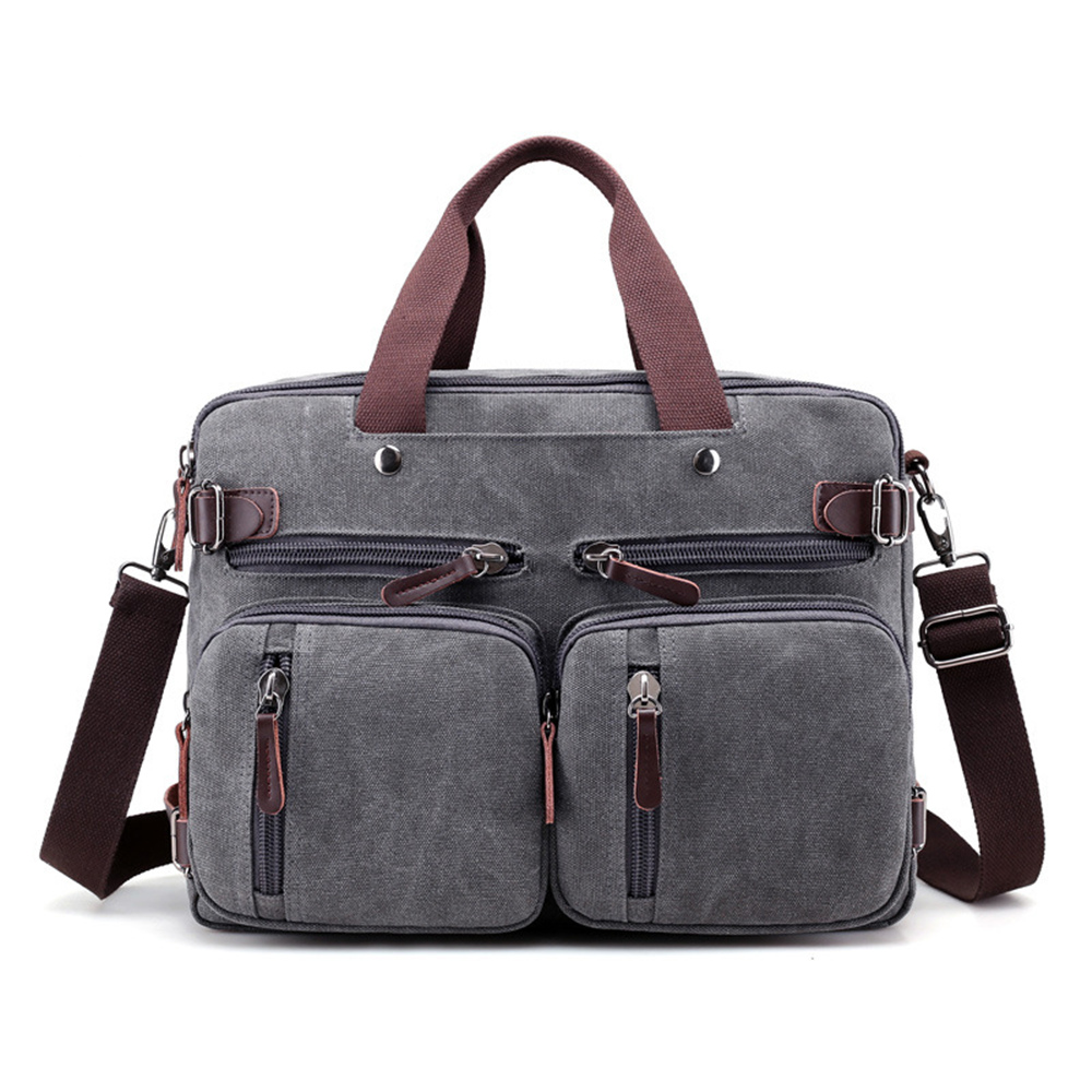 Canvas 17" laptop backpack Male Shoulder Laptop bag 14 15 15.6 17.3 inch Female stylish large 3 in 1 Notebook bag Black Gray