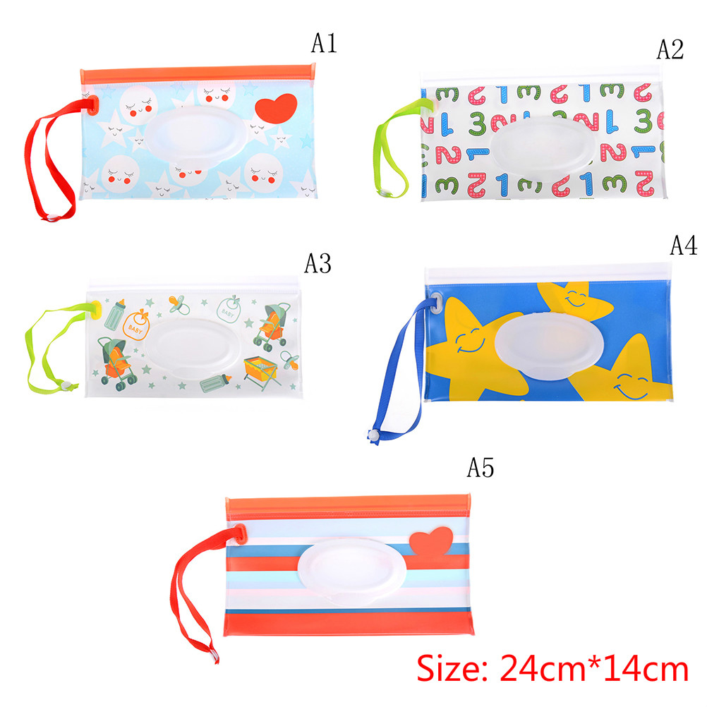 Baby Kids Wipe Clutch Carrying Bag Wet Wipes Dispenser Snap-strap Bag Pouch Outdoor Travel Wet Paper Towel Container