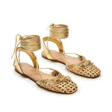 Women's woven square-toe summer sandals