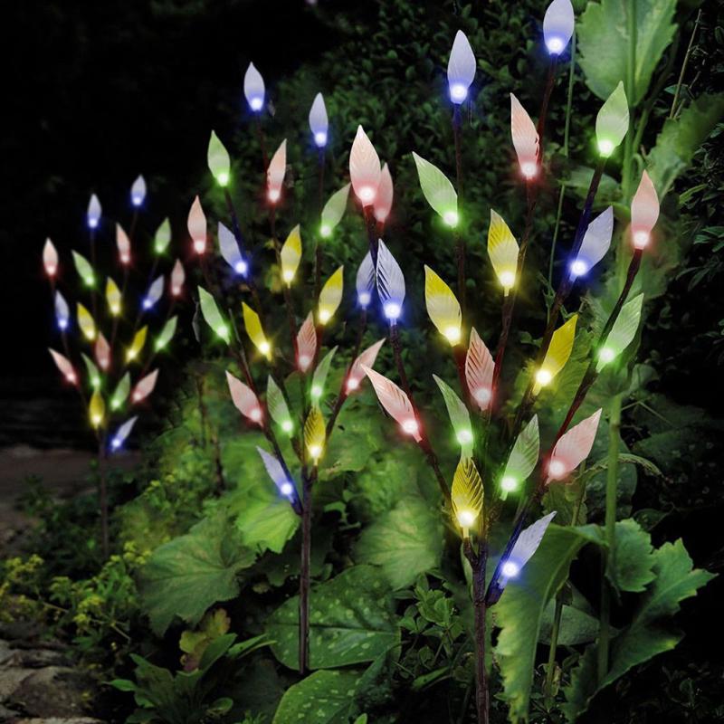 NEW Vivid Flower Treet Lamp Energy Saving Durable Lawn Simulation Leaf Branch Solar Outdoor Garden paths borders Decor Light