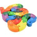 Kids Preschol Cognitive Intelligence Colorful Wooden, 26 Letters Snake Puzzle Toys Montessori Jigsaw