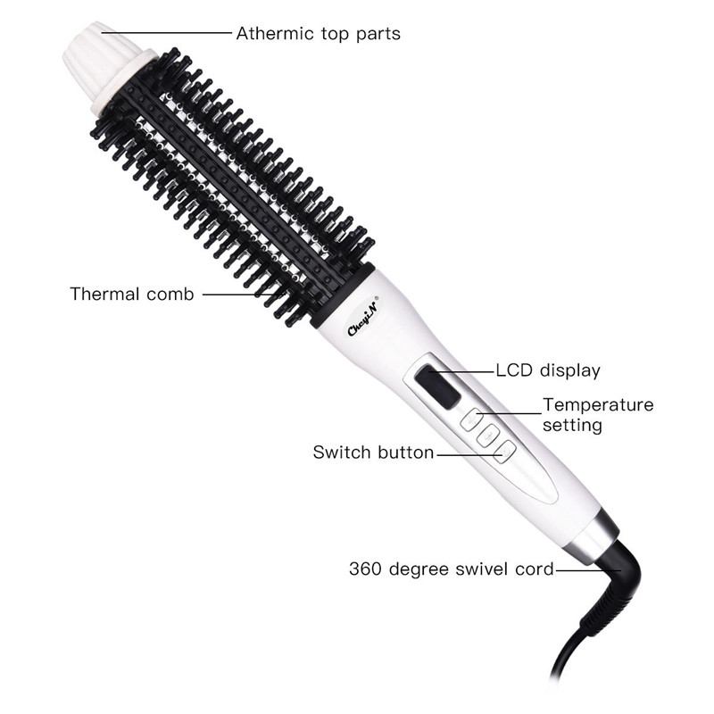 Electric Hair Styling Brush Curler Fast Curly Straight Hair Straightener Comb LCD Display Hair Curling Straightening Flat Irons