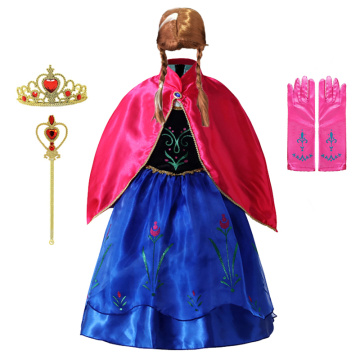 Anna Costume For Girls Princess Dress With Cpaes Kids Cosplay Anna Elsa Clothing Snow Queen 2 Birthday Party Fancy Dress