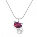 Rhodochrosite Luck Fox Necklace for Women Men Healing Energy Crystal Amulet Animal Pendant Gemstone Jewelry Gifts
