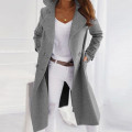 Winter Women Coat Fashion Long Sleeve Woolen Lapel Solid Color Long Jacket Coat Ladies Women's Jackets Overcoat high quality new