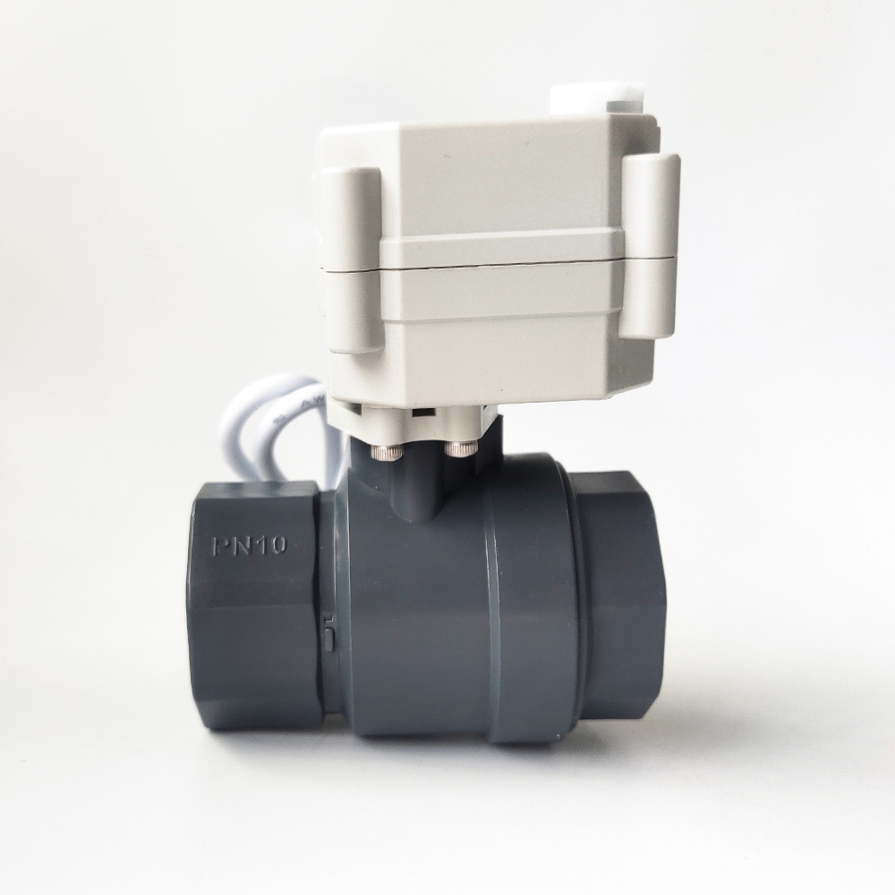 DN25 full bore motorized ball valve 1", DC12V or DC24V electric ball valve with PVC valve body used for rain water drain