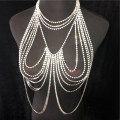 Fashion sexy luxury crystal body jewelry shiny bikini chest chain multi-layer water ripple underwear accessories
