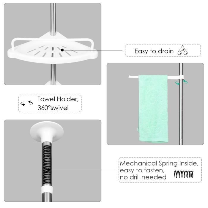 Plastic Corner Shelf Bathroom Shelf Organizer Snap Up Bathroom Shower Storage Kitchen Storage Basket Holder Wall Hanging Rack