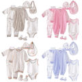 2017 New Brand 8Pcs Newborn Infant Kids Baby Boy Girl T-shirt Tops Pants Outfits Clothes 8Pcs Set 0-3M