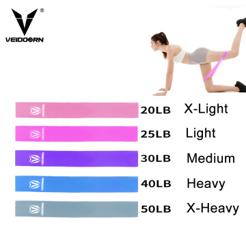 Veidoorn 5 Colors Yoga Resistance Rubber Bands Indoor Outdoor Fitness Equipment Pilates Sport Training Workout Elastic Bands