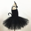 Girl Tutu Black Dress Bowtie Tail Hair Hoop Set Birthday Party Children Clothing Halloween Cat Cosplay Costume for Kids