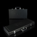 Professional good quality luxury portable black leather counter box 500 code chips yard wood box chip poker carrying cases bag