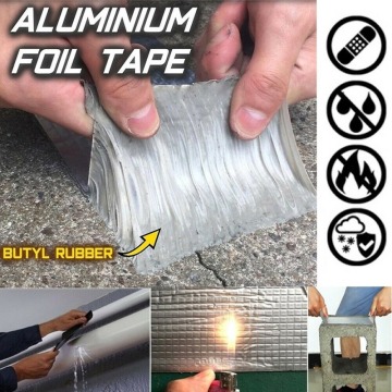 Aluminium Foil Butyl Rubber Tape High Temperature Resistance Waterproof Self Adhesive Magic Repair Tape for Roof Pipe Stop Leak