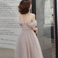 It's YiiYa Cocktail Dress Elegant Boat Neck Women Party Dresses Off Shoulde Plus Size Shining Tea Length Robe De Soiree E886