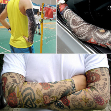 2PCS Outdoor Cycling Sports Tattoo Sleeves Elastic Arm Warmer 3D Tattoo Printed UV Protection MTB Bicycle Sleeves Arm Warmers