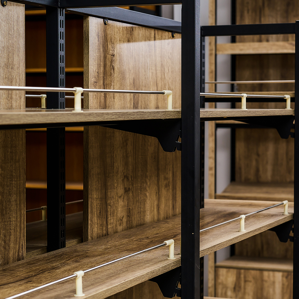 steel and wood shelves