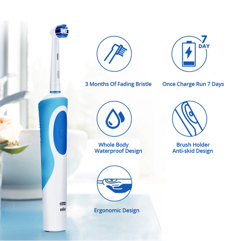 Original Oral B Vitality Sonic Electric Toothbrush With 2 Minutes Timer Rechargeable Auto Rotating Replaceable Toothbrush Heads