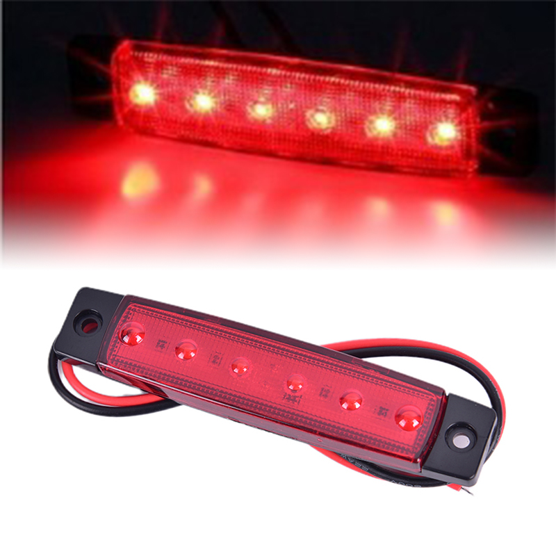 1PC 12V 24V 6 LEDs Lorry Truck Side Marker Indicator Light Turn Signal Lamp Car Bus Lorry Trailer Tail Warning Lamp Brake Lights