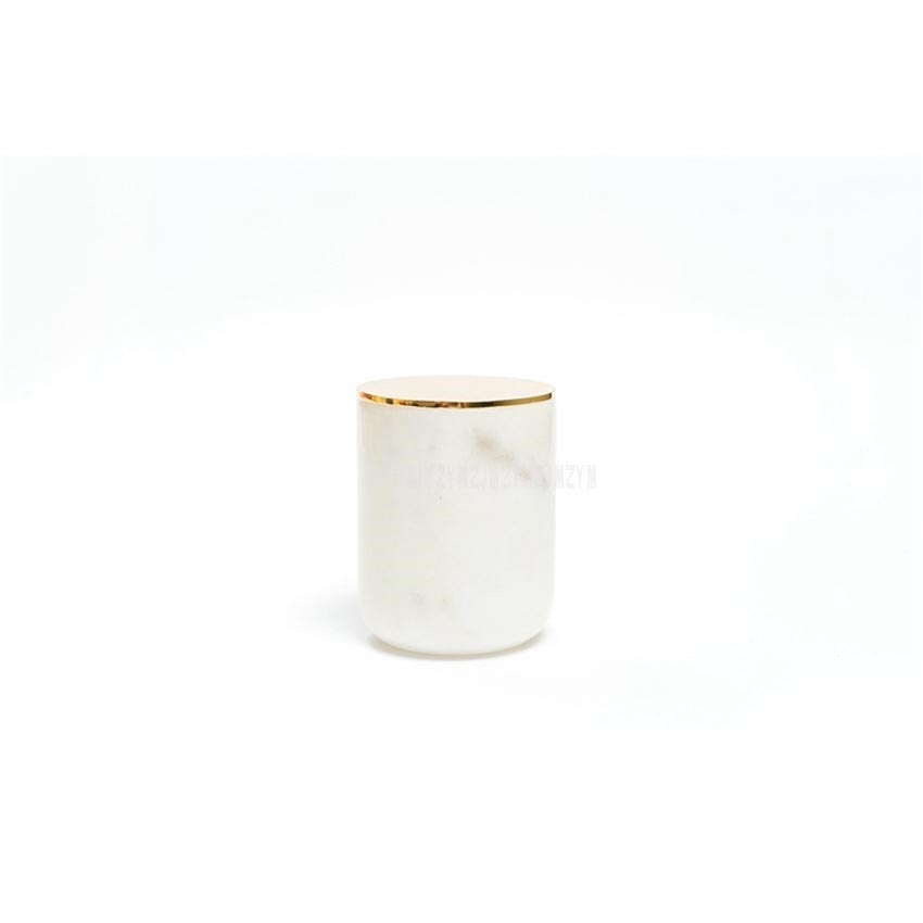 Marble Candle Jar With Gold Lid Home Candle Holders Decorative Candle Stand Wedding Party Luxury Candle Stand Cup