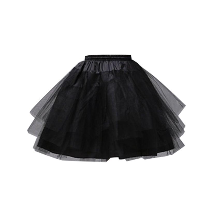 Women Double Layers Solid Color Short Tulle Petticoats Elastic Waistband A Line Mesh Underskirt Crinolines For Wedding Dress