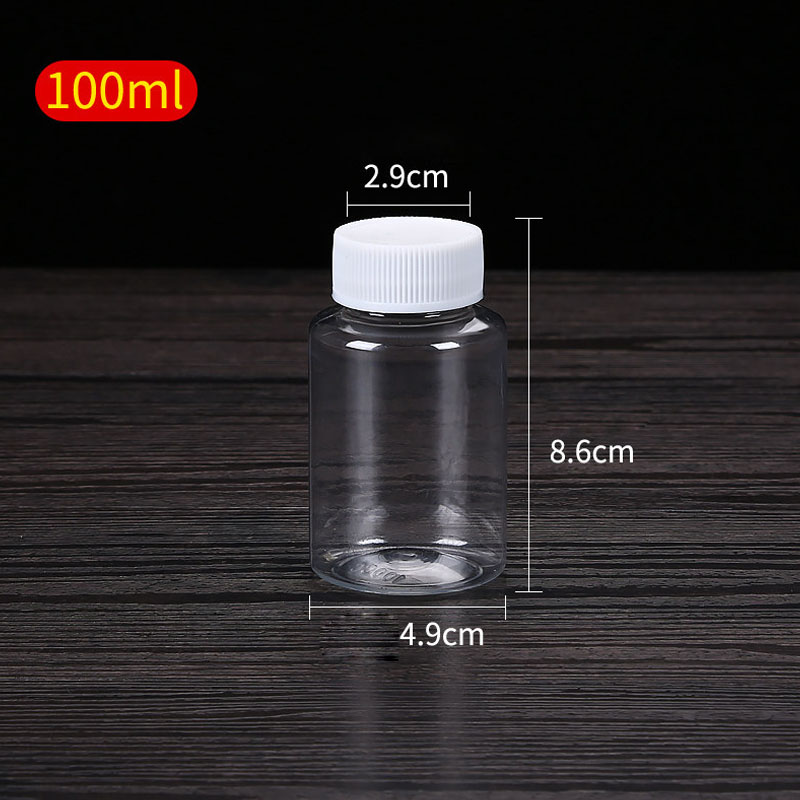 30PCS 15ml/20ml/30ml/100ml Plastic PET Clear Empty Seal Bottles Solid Powder Medicine Pill Vial Container Reagent Packing Bottle