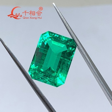 Rectangle shape Created Hydrothermal Columbia Emerald including minor cracks and inclusions loose gemstone