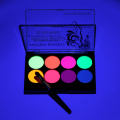 8 Colors luminiscent paint Face Body Art Paint UV glow in the dark makeup Party Fancy Dress Beauty facial painting kit brush