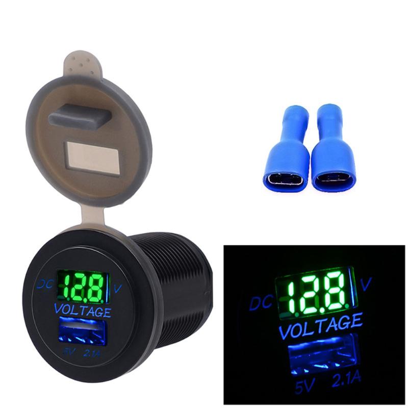 12/24V Car Motorcycle Universal USB Car Phone Charger Car Voltmeter Two in One Can Be Installed On The Travel Tool
