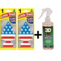 Little Tress Air Freshener American Flag x2 + 3D New Car Scent