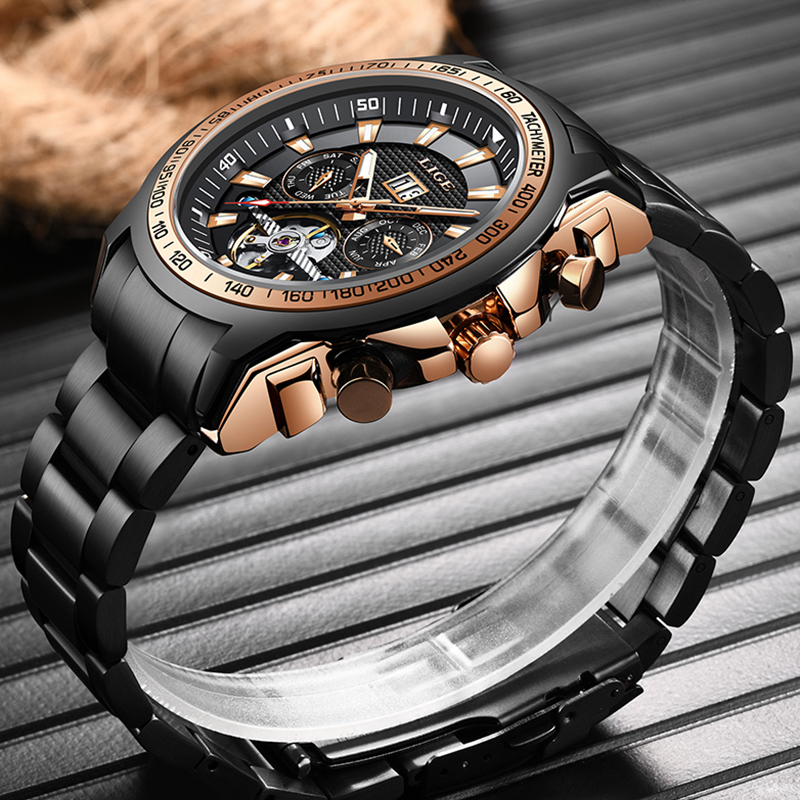 LIGE 2020 New Military Mens Watches Top Brand Luxury Automatic Mechanical Clocks Sport Watch For Man Tourbillon Wrist Watch Army