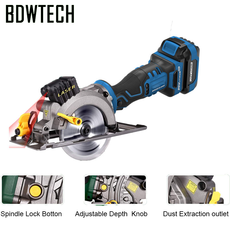 BDWTECH BT526 Mini portable 20V Electric cordless circular saw with lase function and Wood saw blade Free Return