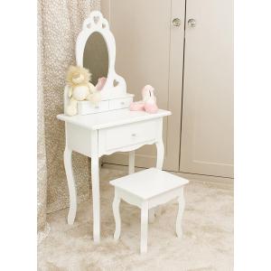 Childrens Dressing Table With Mirror and Stool