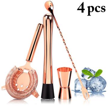 4pcs Cocktail Tool Set Stainless Steel Cocktail Shaker Mixer Drink Bartender Browser Kit Bars Set Tools Bartender Kit