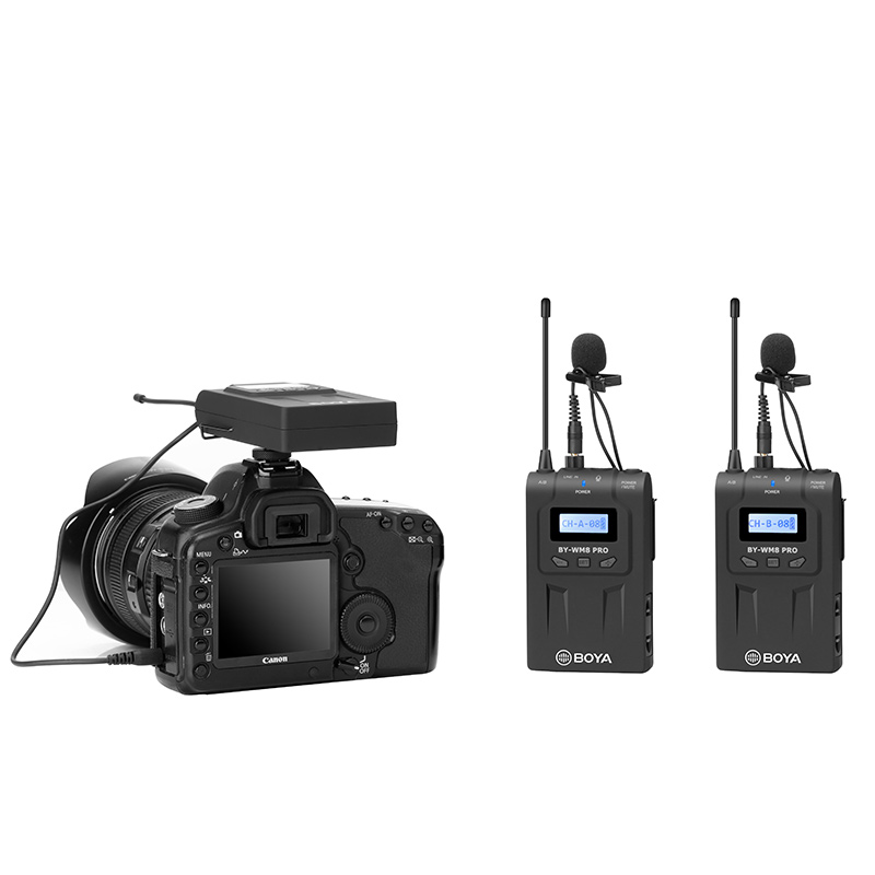 BOYA BY-WM8 Pro K1 K2 UHF Dual Wireless Microphone Interview Mic 2 Transmitters & 1 Receiver for iPhone DSLR Video Camera