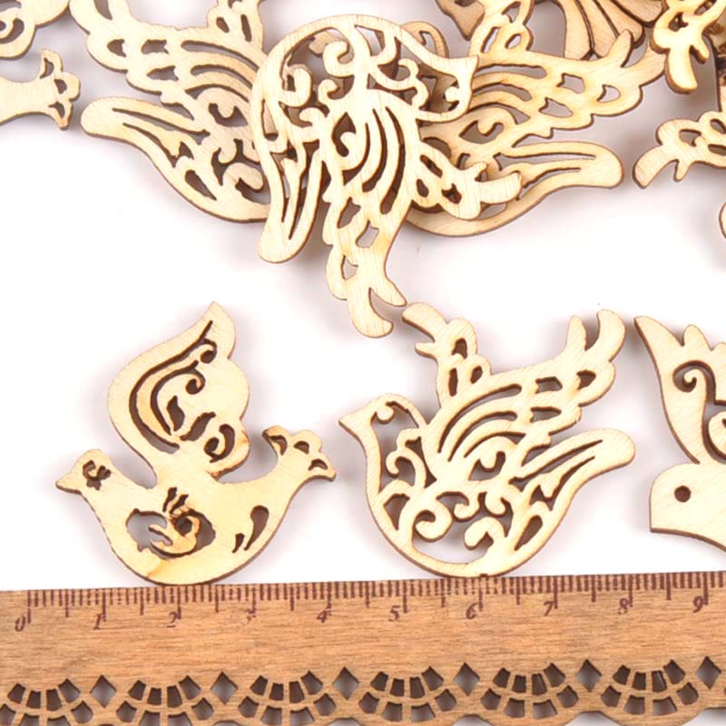 25pcs mixture Wooden Crafts creativity pigeon Pattern Scrapbooking Crafts wood decoration for Home Decoration m1566x