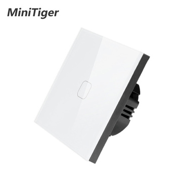 Minitiger Smart Home EU Standard Luxury White Crystal Glass ,Wall Switch, Touch Switch, Normal 1 Gang 1 Way Light Switch,