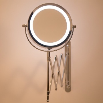 Bath Mirror Led Cosmetic Mirror 1X/3X Magnification Wall Mounted Adjustable Makeup Mirror Dual Arm Extend 2-Face Bathroom Mirror
