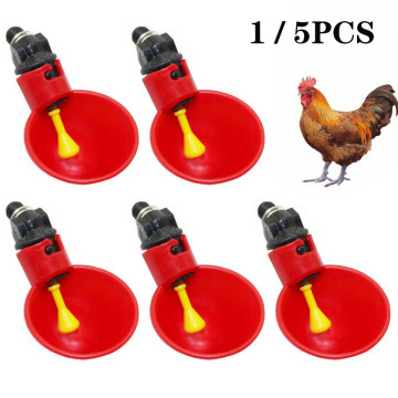 5PCS Livestock Poultry Drinking Cup Feed Automatic Feeder Bird Coop Chicken Fowl Drinker Water Chicken Peck Trigger to Fill Cup